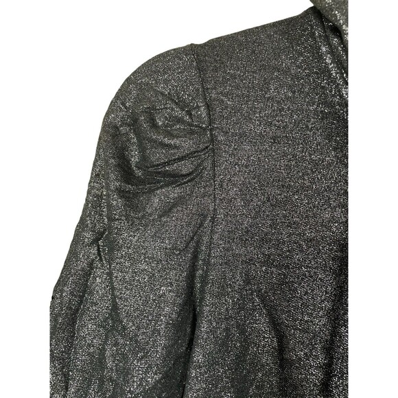 Juicy Couture Black Metallic Wet‎ Look Zip Up Hoodie Jacket Size M Lightweight - Picture 6 of 14
